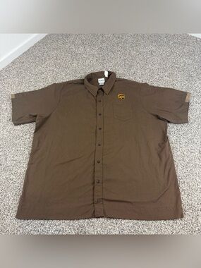 Vintage UPS WearGuard Uniform Shirt Mens 3XL Regular Brown short sleeve workwear